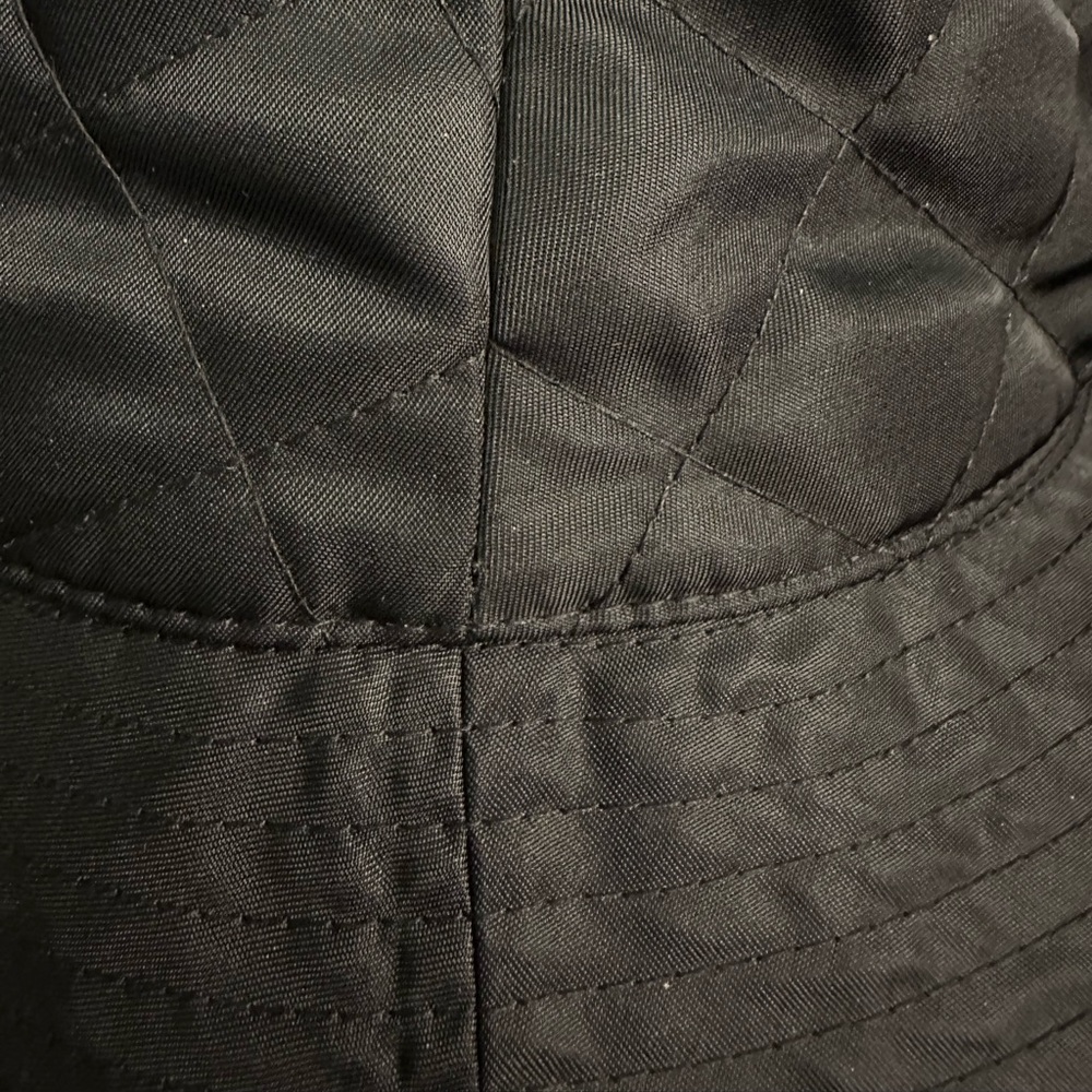 Celine black quilted nylon bucket hat white Celine Paris letters logo Medium - Picture 13 of 14